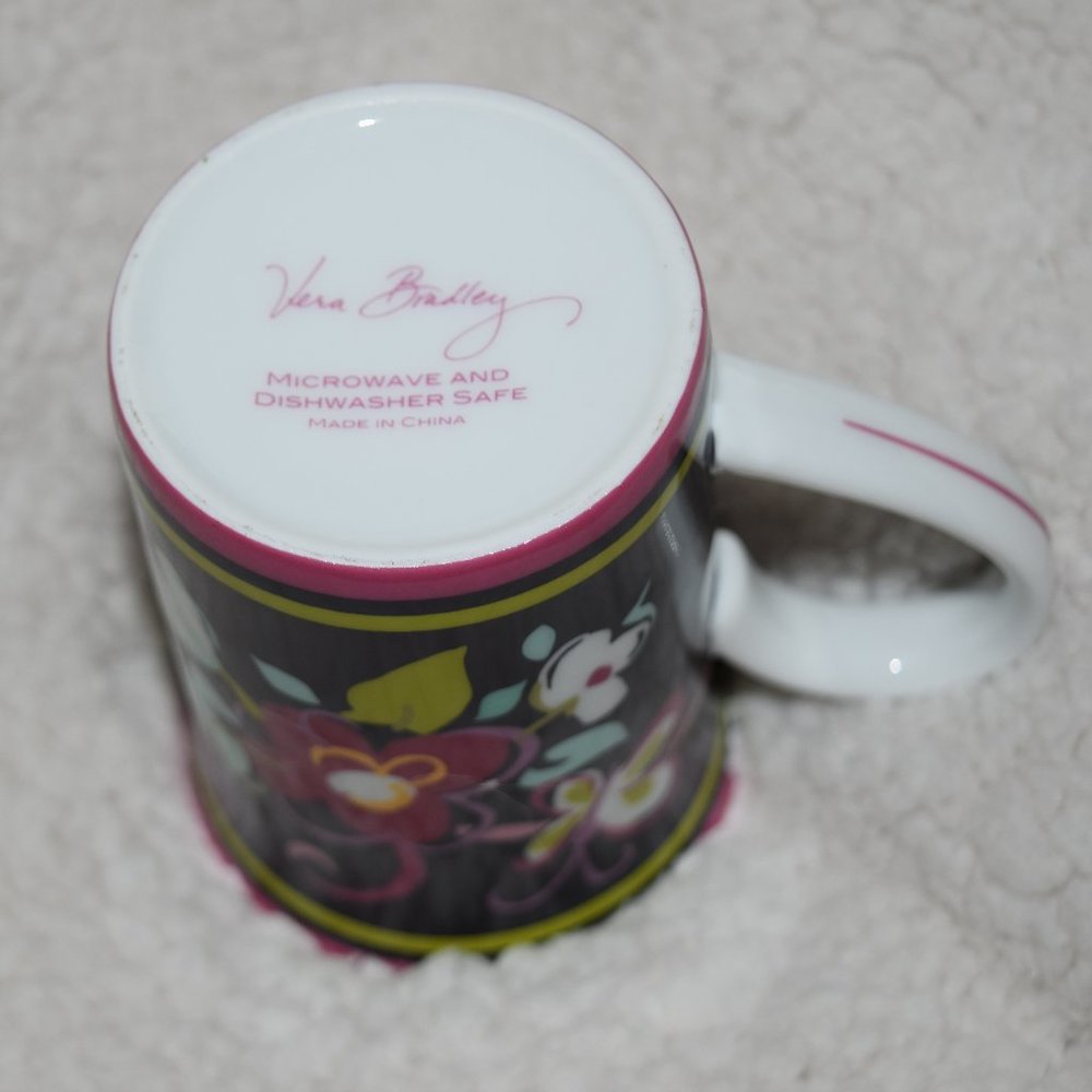 Vera Bradley Ribbons Coffee Tea Mug Cup Butterfly Flowers Porcelain B52 2012 nla - Picture 4 of 4